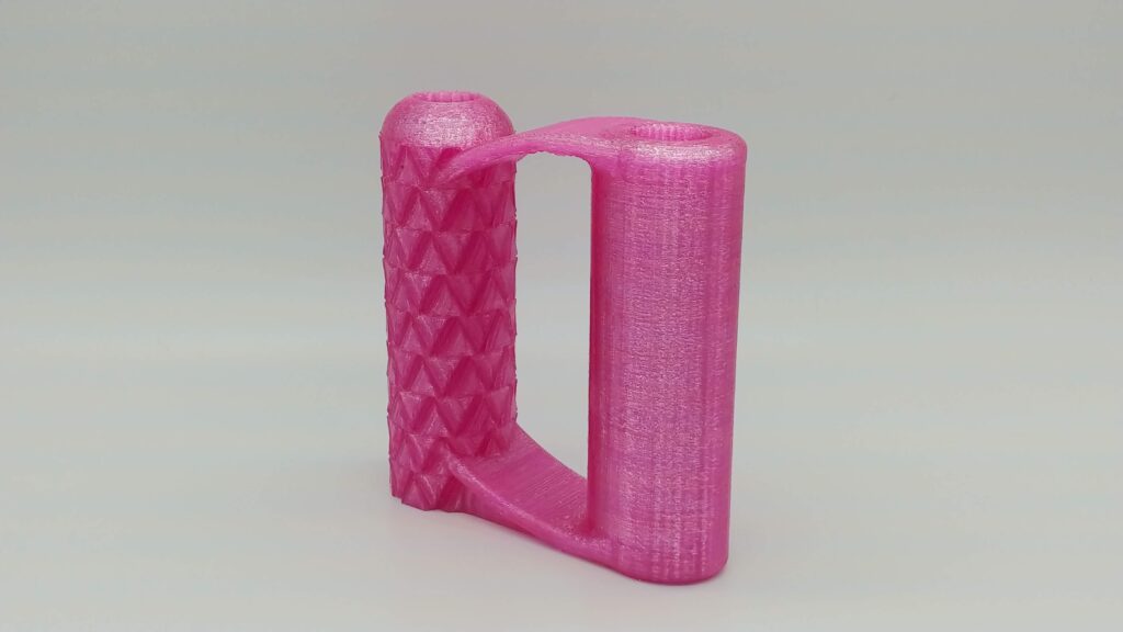 translucent pink PETG shovel handle