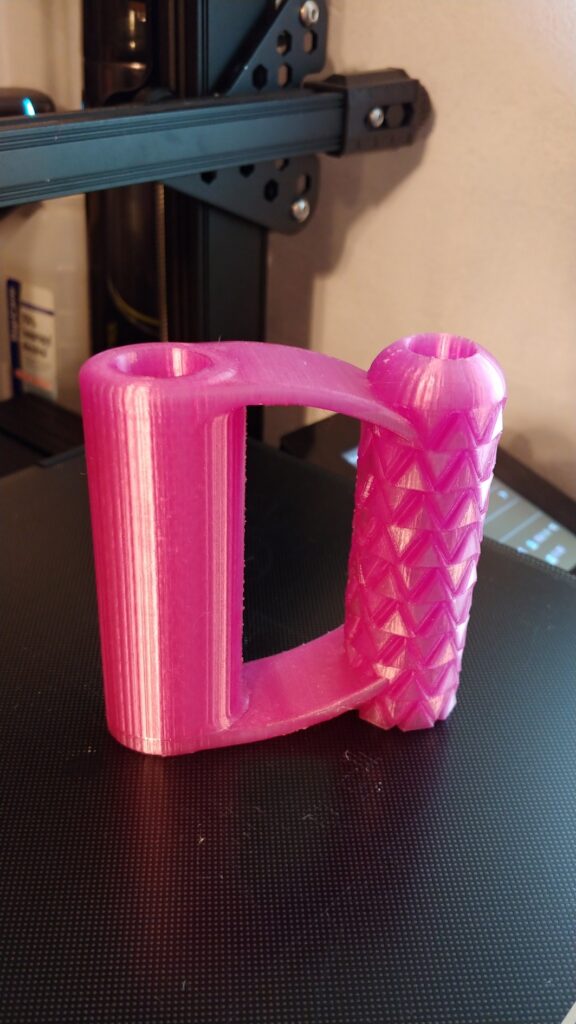 translucent pink PETG shovel handle