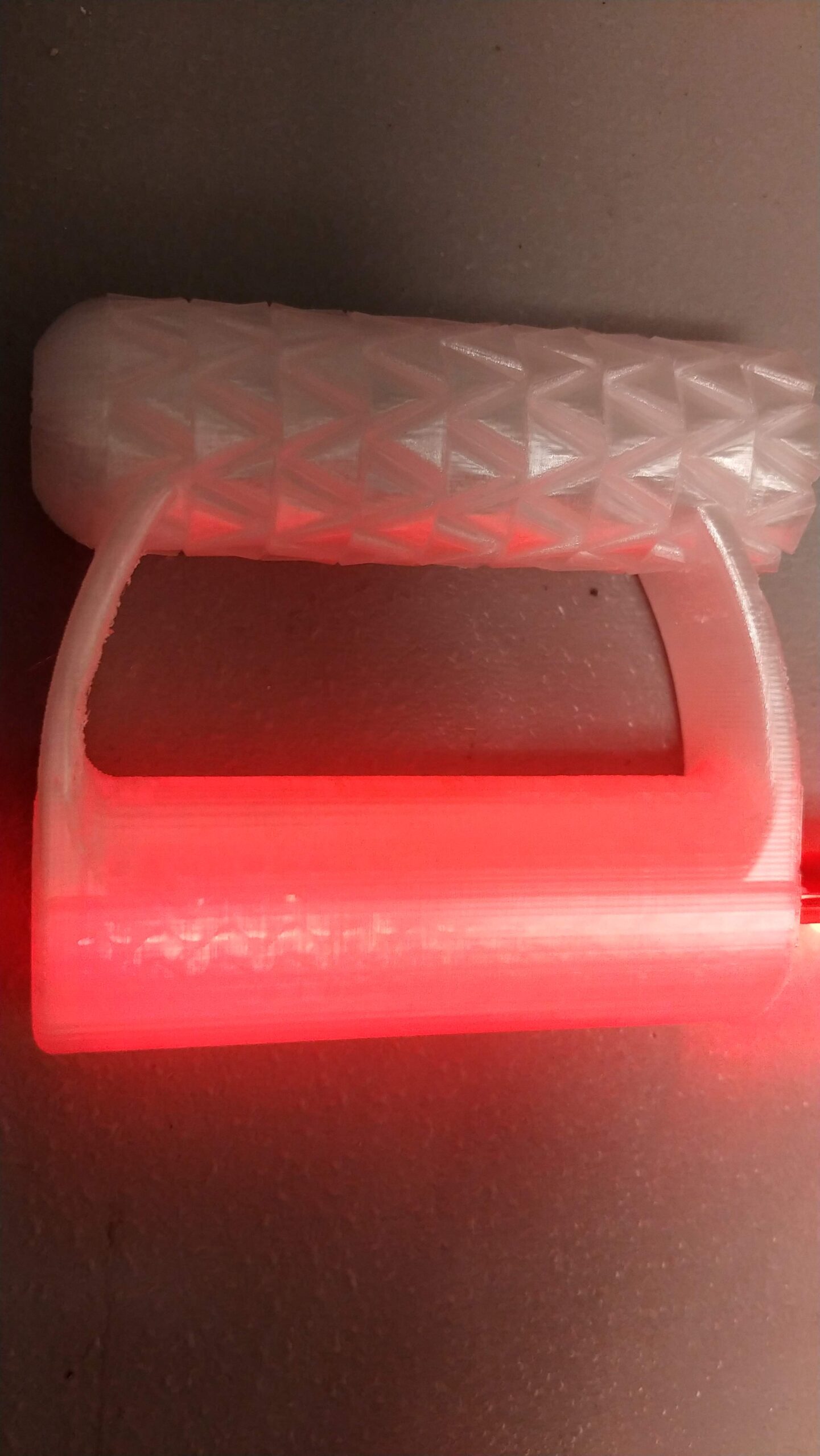 clear PETG shovel handle with a red led light (light not included)