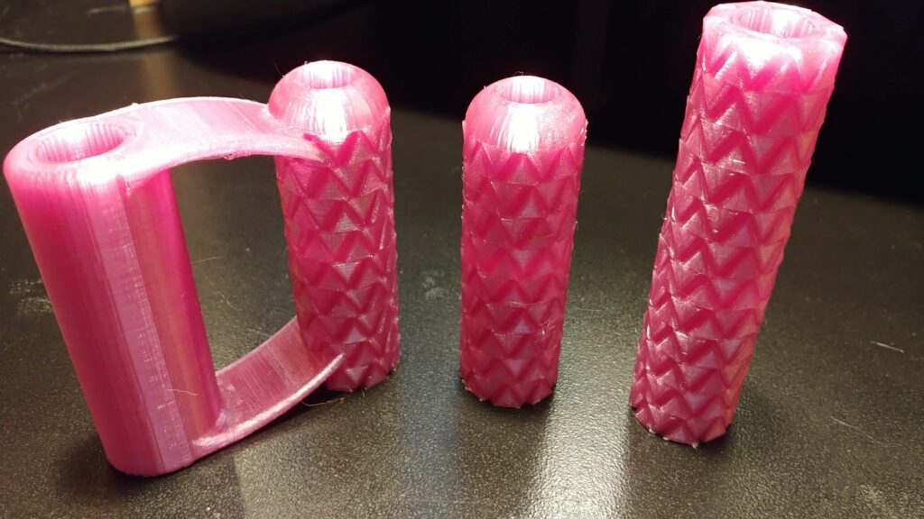 translucent pink PETG all handles
